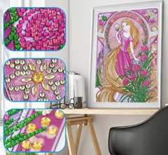 (2720) Pintura com Diamantes - Diy 5D Strass - Rapunzel 4 - 30x40 cm - Pedras Especiais