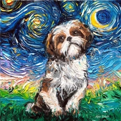 (2721) Pintura Com Diamantes - Diy 5D Strass - Lhasa Apso- 30x30 cm