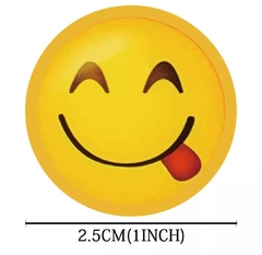 Imagem do (2854) Rolo De Adesivos - 500 Unidades - Emoticons - 2,5 cm e 3,8 cm