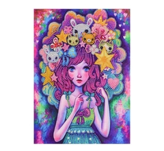 (2741) Pintura Com Diamantes - Diy 5d Strass - Menina Flor 1 - 30x40 cm - Pedras Especiais na internet