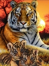 (2453) PINTURA COM DIAMANTES - TIGRES - 30X40 CM