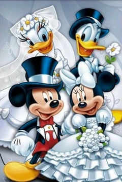 (2896) Pintura com Diamantes - Diy 5D Strass - Casamento Disney - 30x40 cm