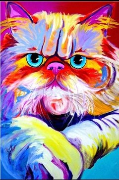 (1552) Pintura com Diamante - Gato 1 - 20x30 cm - Total