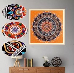 (1562) Pintura com Diamante - Mandala 21 - 36x36 cm - Pedras Especiais - Mundo dos QCS