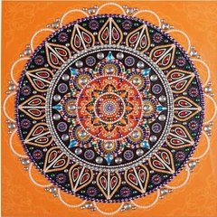 (1562) Pintura com Diamante - Mandala 21 - 36x36 cm - Pedras Especiais