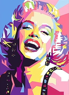 (2834) Pintura em Tela Numerada - Tela Tintas Pincéis - Marilyn Monroe Abstrata