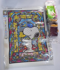 (2869) Pintura com Diamantes - Diy 5D Strass- Snoopy em Mosaico - 30x40 cm na internet
