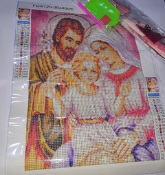 (2905) Pintura com Diamantes - Diy 5D Strass - Jesus, José e Maria 1 - 30x40 cm - comprar online