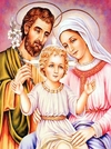 (2905) Pintura com Diamantes - Diy 5D Strass - Jesus, José e Maria 1 - 30x40 cm