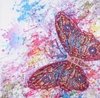 (1614) Pintura com Diamante - Borboleta 3 - 25x25 cm - Pedras Especiais