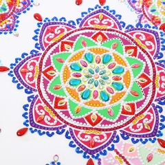 (2540) PINTURA COM DIAMANTES - MANDALA 63 - 30X30 CM - PEDRAS ESPECIAIS - loja online