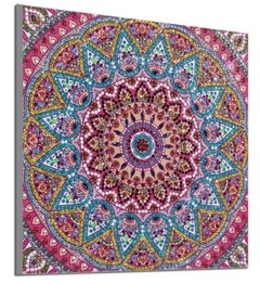 (1688) Pintura com Diamante - Mandala 25 - 25x25 cm - Pedras Especiais