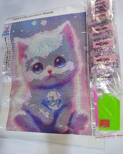 (2980) Pintura com Diamantes - Diy 5D Strass - Gatinho - 30x40 cm - comprar online