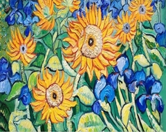 (2395) Pintura em tela numerada - Girassol; Van Gogh