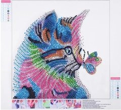 (1721) Pintura com Diamante - Gato Colorido 3 - 30x30 cm - Pedras Especiais - comprar online