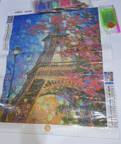 (2982) Pintura com Diamantes - Diy 5D Strass - Torre Eiffel - 40x50 cm - comprar online