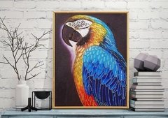 (1734) Pintura com Diamante - Arara - 40x50 cm - Pedras Especiais na internet