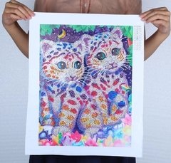 (1740) Pintura com Diamantes - Diy 5D Strass - Gatos 1 - 40x50 cm - Pedras Especiais - loja online