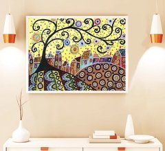 (1742) Pintura com Diamante - Blooming Village - 35x25 cm - Pedras Especiais na internet