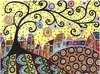 (1742) Pintura com Diamante - Blooming Village - 35x25 cm - Pedras Especiais