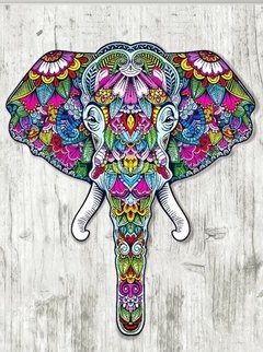 (1747) Pintura com Diamante - Elefante 3 - 30x40 cm - Pedras Especiais