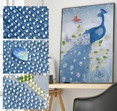 (2742) Pintura Com Diamantes - Diy 5d Strass - Pavão 17 - 30x40 cm - Pedras Especiais