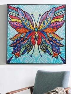 (1768) Pintura com Diamante - Borboleta 5 - 30x30 cm - Pedras Especiais - comprar online