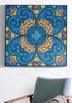 (1769) Pintura com Diamante - Mandala 28 - 30x30 cm - Pedras Especiais na internet