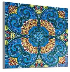 (1769) Pintura com Diamante - Mandala 28 - 30x30 cm - Pedras Especiais