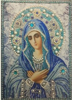 (1778) Pintura com Diamantes - Diy 5D Strass - Nossa Senhora 2 - 30x40 cm - Pedras Especiais