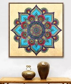 (1840) Pintura com Diamantes - Diy 5D Strass - Mandala 30 - 40x40 cm - Pedras Especiais