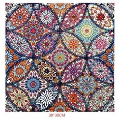 (1852) Pintura com Diamante - Mandala 32 - 30x30 cm - Pedras Especiais