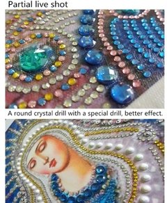 (1871) Pintura com Diamantes - Nossa Senhora 3 - 30x40 cm - Pedras Especiais - loja online