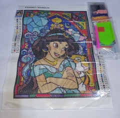 (2946) Pintura com Diamantes - Diy 5D Strass - Princesa Jasmine em Mosaico - 30x40 cm - comprar online