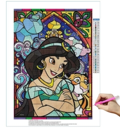 (2946) Pintura com Diamantes - Diy 5D Strass - Princesa Jasmine em Mosaico - 30x40 cm na internet