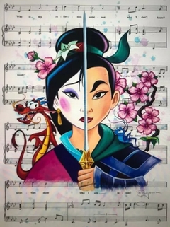 (2812) Pintura com Diamantes - Diy 5D Strass - Mulan - 30x40 cm