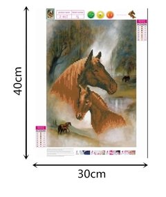 (1238) Pintura com Diamante - Cavalos - 30x40 cm - Parcial - comprar online