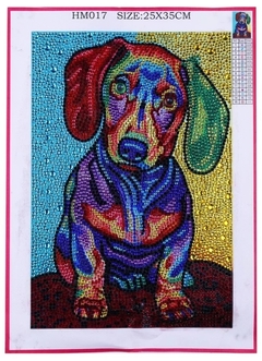 (2021) Pintura com Diamantes - Cão Colorido 2 - 25x35 cm - Efeito gota d'água - comprar online