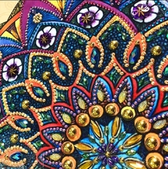 (2147) Pintura com Diamantes - Diy 5D Strass - Mandala 52 - 40x40 cm - Pedras Especiais - Mundo dos QCS