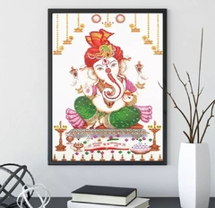 (2057) Pintura com Diamante - Ganesha 3 - 30x40 cm - Pedras Especiais - comprar online