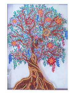 (2071) Pintura com Diamantes - Árvore da Amizade - 30x40 cm - Pedras Especiais - Mundo dos QCS