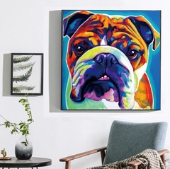 (2079) Pintura com Diamantes - Bulldog - 30x30 cm - loja online