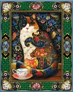 (2073) Pintura com Diamantes - Tapestry Cat 1 - 30x40 cm