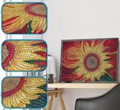 (2149) Pintura com Diamantes - Sunflower - 25x20 cm