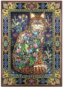 (2161) Pintura com Diamantes - Tapestry Cat 2 - 30x40 cm - Pedras Especiais - comprar online