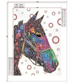 (2176) Pintura com Diamantes - Cavalo 1 - 30x40 cm - Pedras Especiais - comprar online