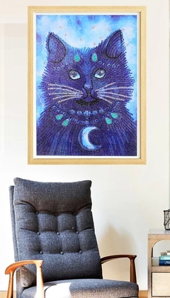 (2219) Pintura com Diamantes - Gato 5 - 30x40 cm - Pedras Especiais na internet