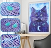 (2219) Pintura com Diamantes - Gato 5 - 30x40 cm - Pedras Especiais