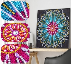 (2221) Pintura com Diamantes - Mandala 59 - 30x30 cm - Pedras Especiais