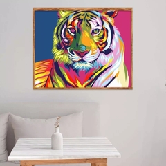 (2249) Pintura com Diamantes - Tigre Abstrato - 30x25 cm - comprar online